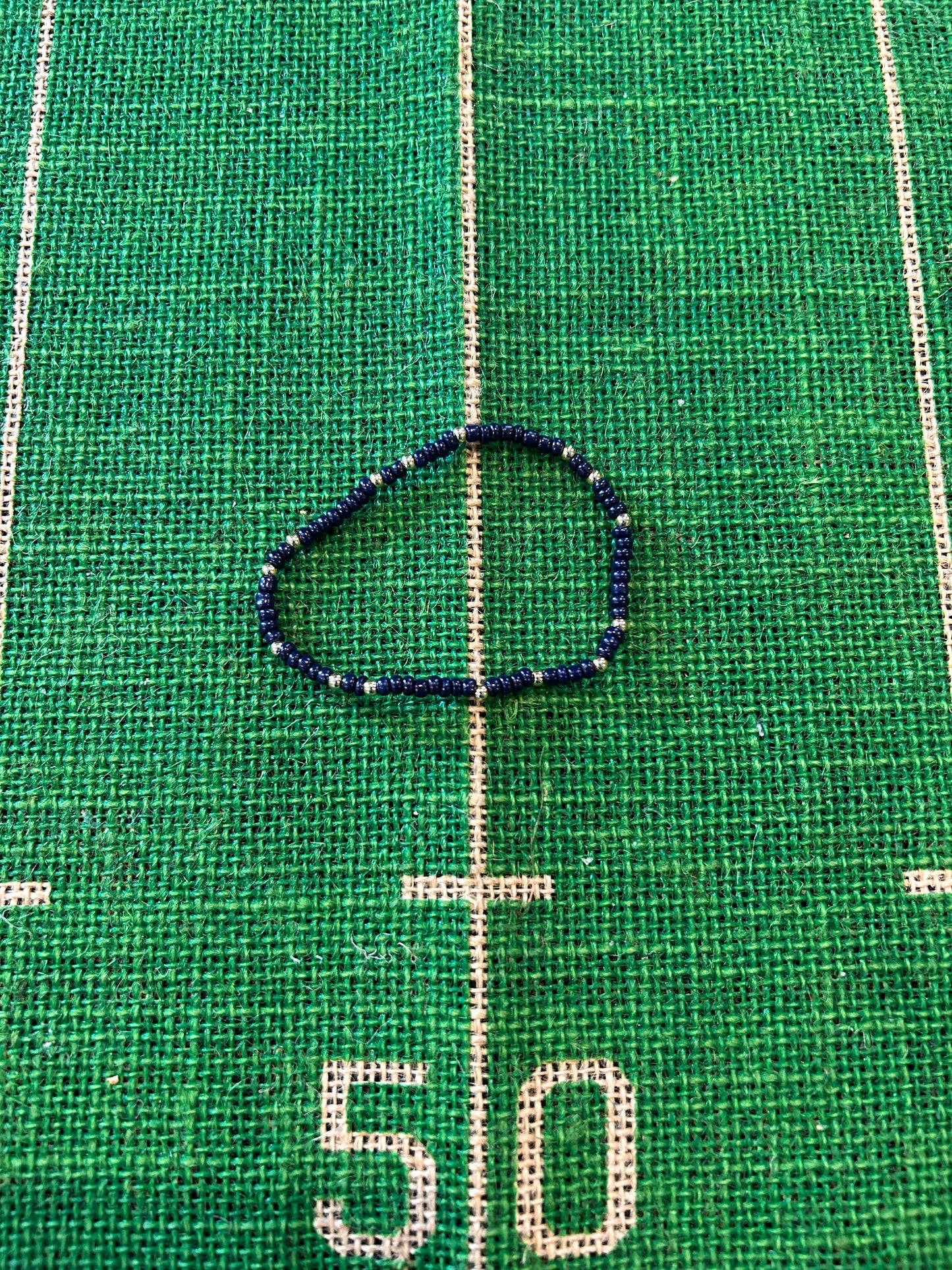 Beaded Game Day Bracelets | White/Gold or Navy/Gold