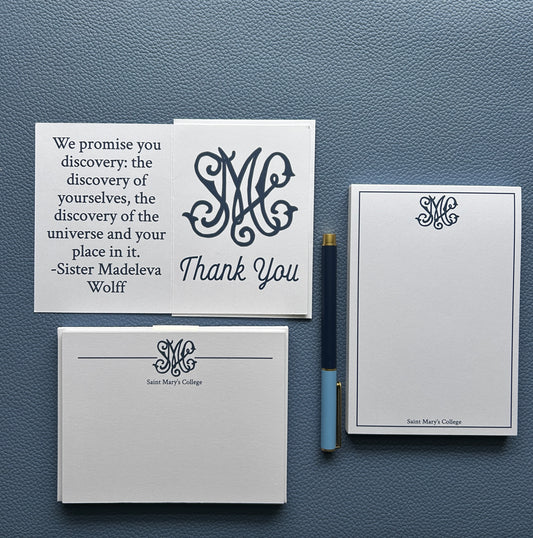 Saint Mary's College Monogram Stationery Set | Personalization Available