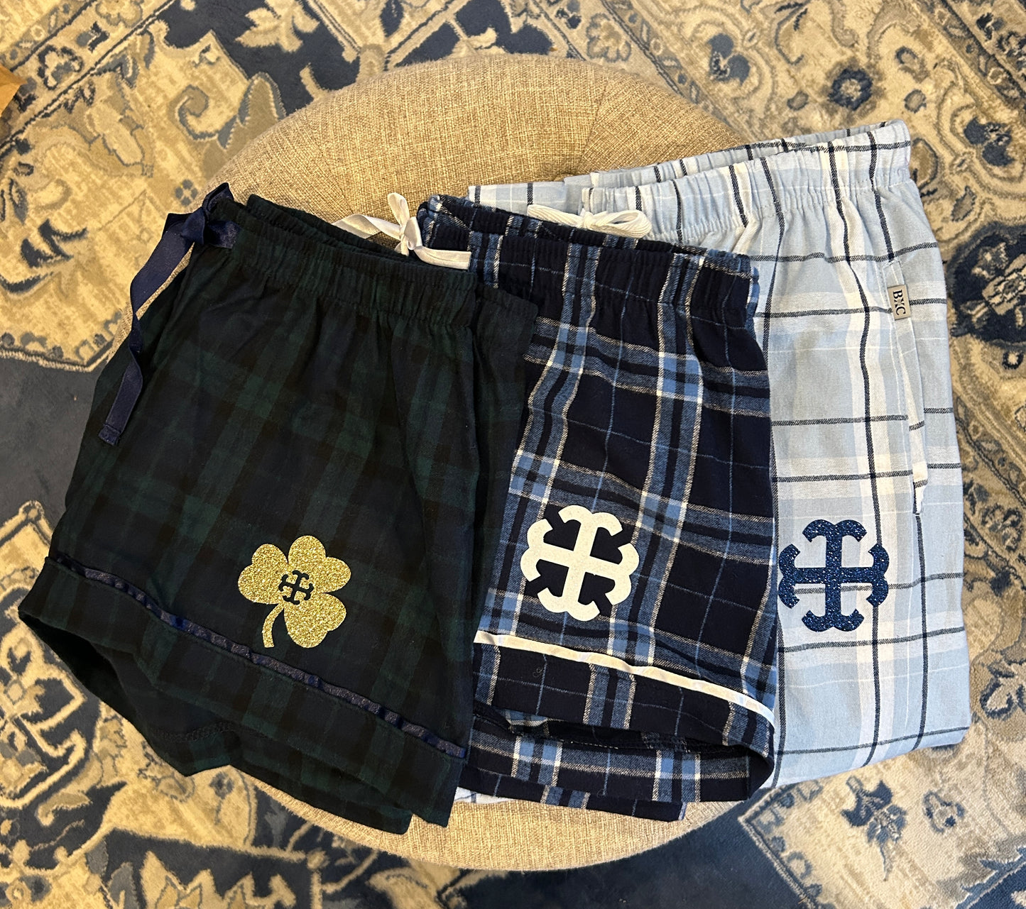 Saint Mary's College Plaid Flannel Pajama Bottoms | French Cross | Clover | | Shorts | Pants
