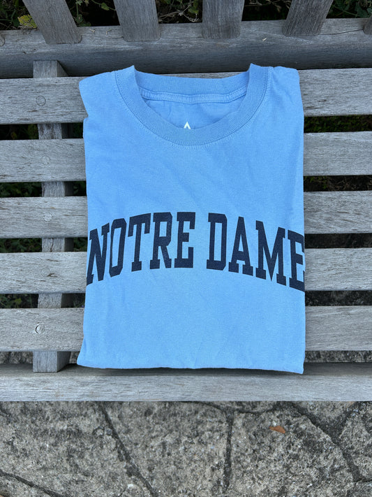 Notre Dame Light Blue with Navy Letter T-Shirt Medium