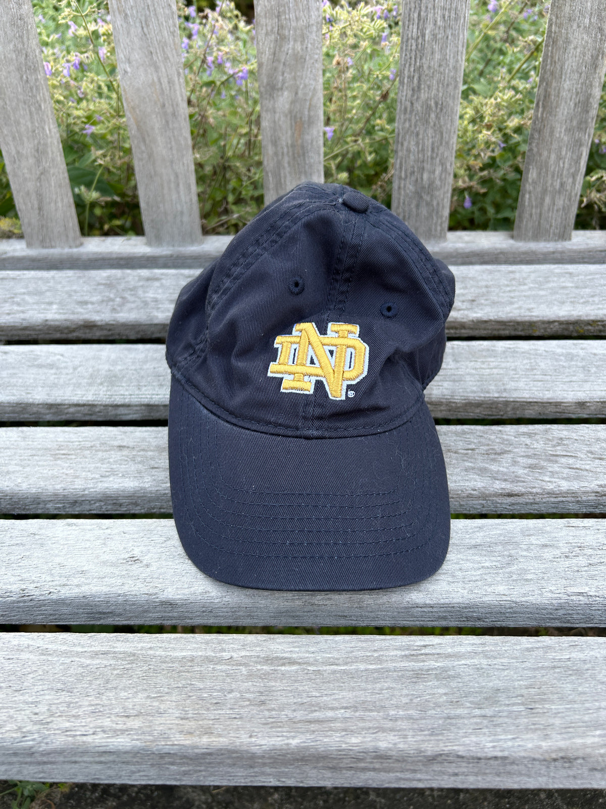 Notre Dame Navy Blue Hat "ND" in Gold Thread OS