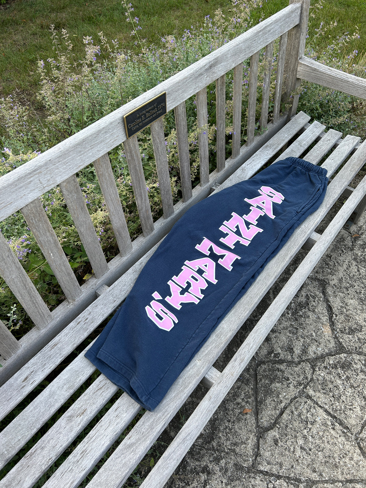 Saint Mary's Sweatpants | Navy with Pink Letters | Medium