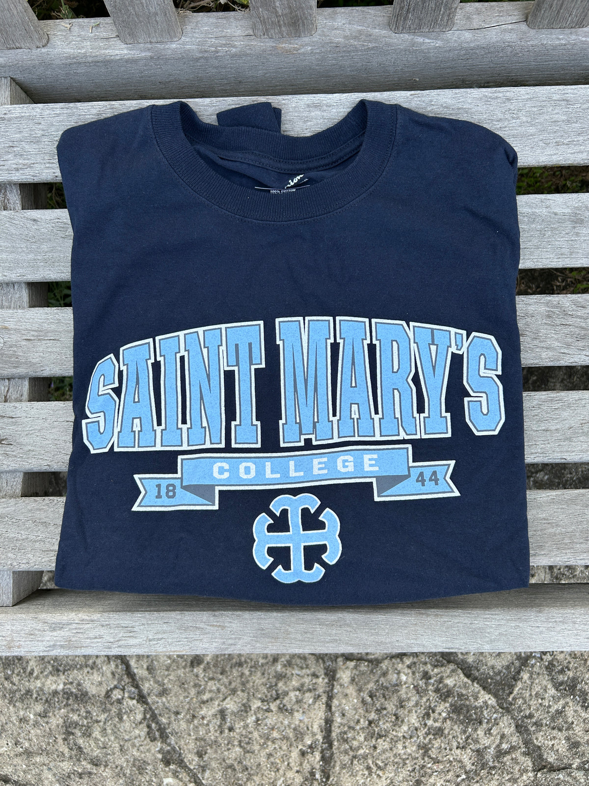 Saint Mary's College Long Sleeve Navy Blue Champion T-Shirt Medium