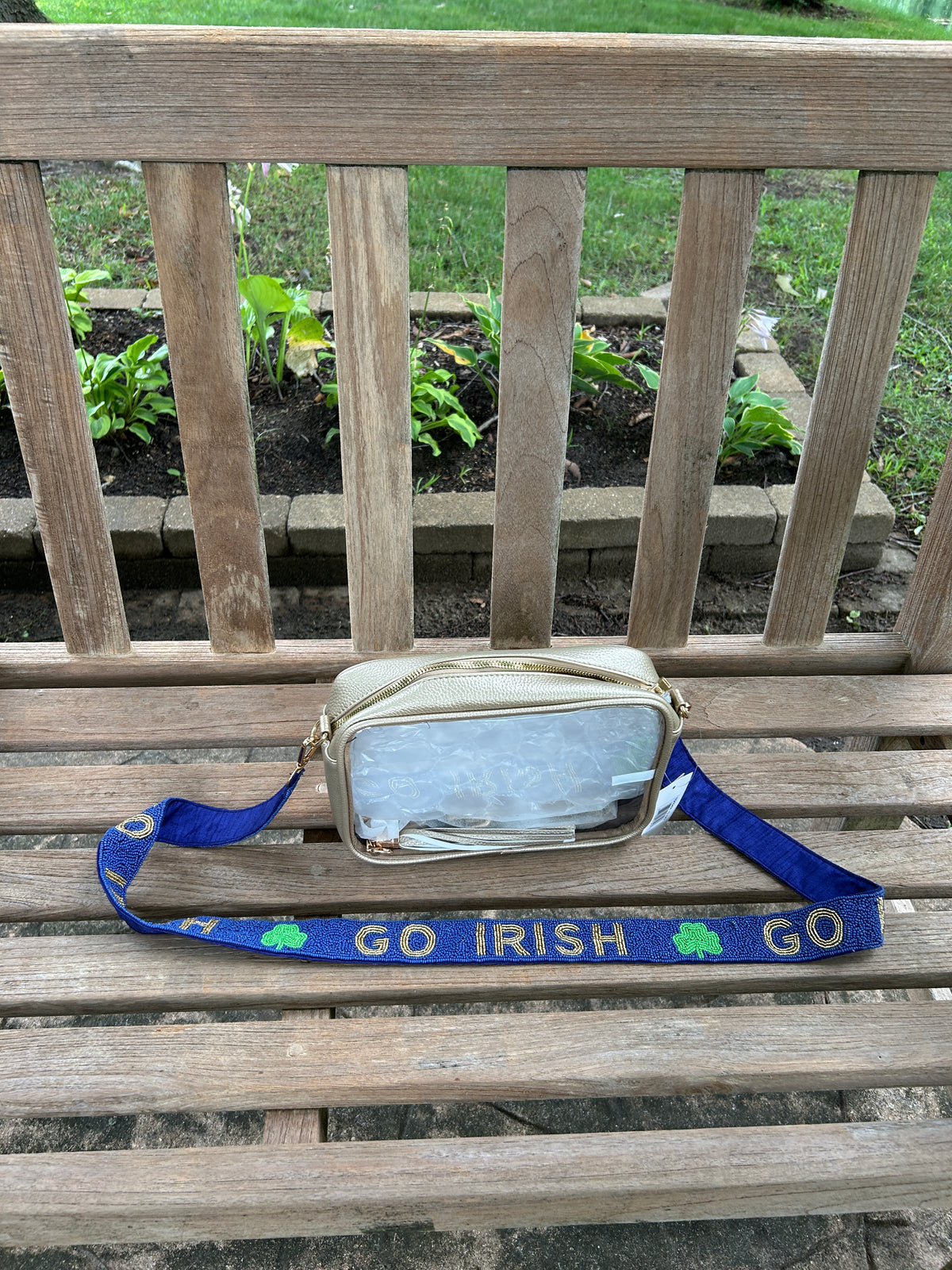 Notre Dame Beaded Purse Strap "Go Irish" with Clover | PRE-ORDER | Navy Blue | Gold | Better in Blue Co.