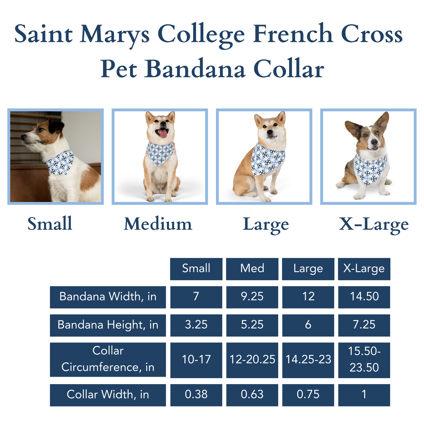 Saint Mary's College French Cross Pet Bandana Collar | Notre Dame, IN| Belles | Smick
