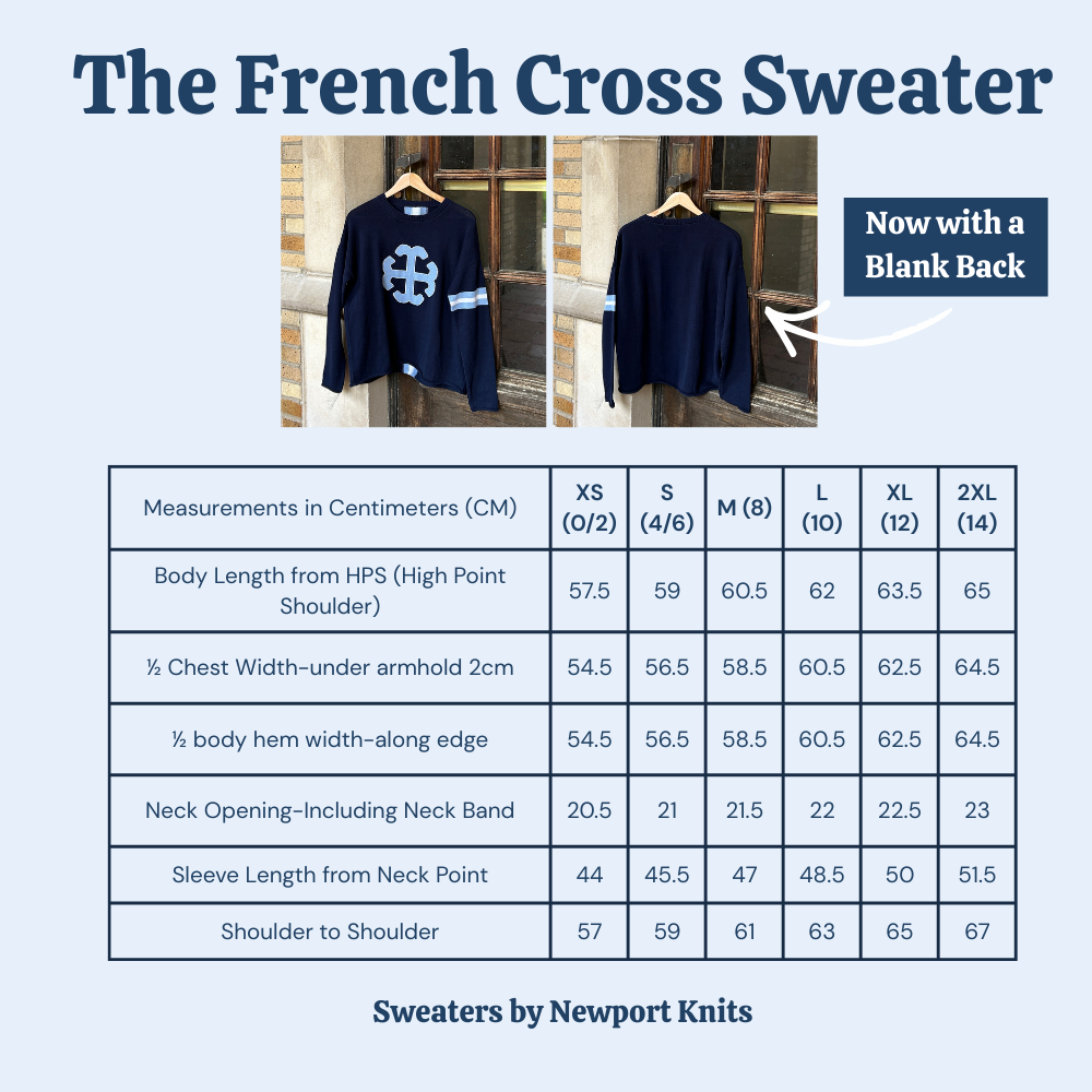 The French Cross Sweater | Saint Mary's College | Two Versions | Navy | Belles Blue | White | Better in Blue Co.